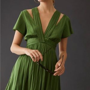 Anthropologie Green Mini Dress